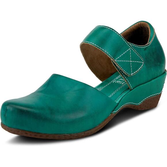 L'Artiste by Spring Step Womens Gloss Leather Mary Jane Shoes -- Turquoise NEW - Picture 1 of 7